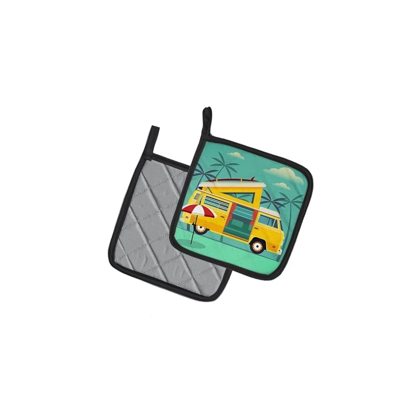 Caroline's Treasures Greatest Adventure Camper Van Pair of Pot Holders,
