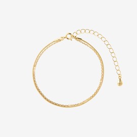 Gold&Deer 14KGP double layered bracelet yellow gold / 골드앤디어 14KGP 더블 레이어드 팔찌 옐로우골드