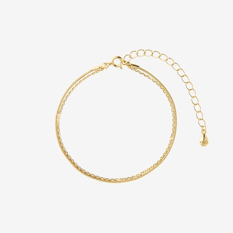 Gold&Deer 14KGP double layered bracelet yellow gold / 골드앤디어 14KGP