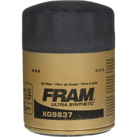 FRAM Ultra Synthetic Automotive Replacement Oil Filter, Designed for Synthetic Oil Changes Lasting up to 20k Miles, XG9837 with SureGrip (Pack of 1)