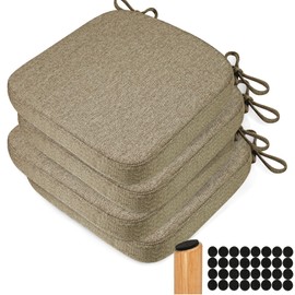 SINOSSO Thickened 2" Memory Foam Dining Chair Cushions 4 Pack, Original Linen Square Comfortable Chair Pads for Kitchen, Slip Resistant Indoor Chair Seat Cushions, (4 PCS, Linen)