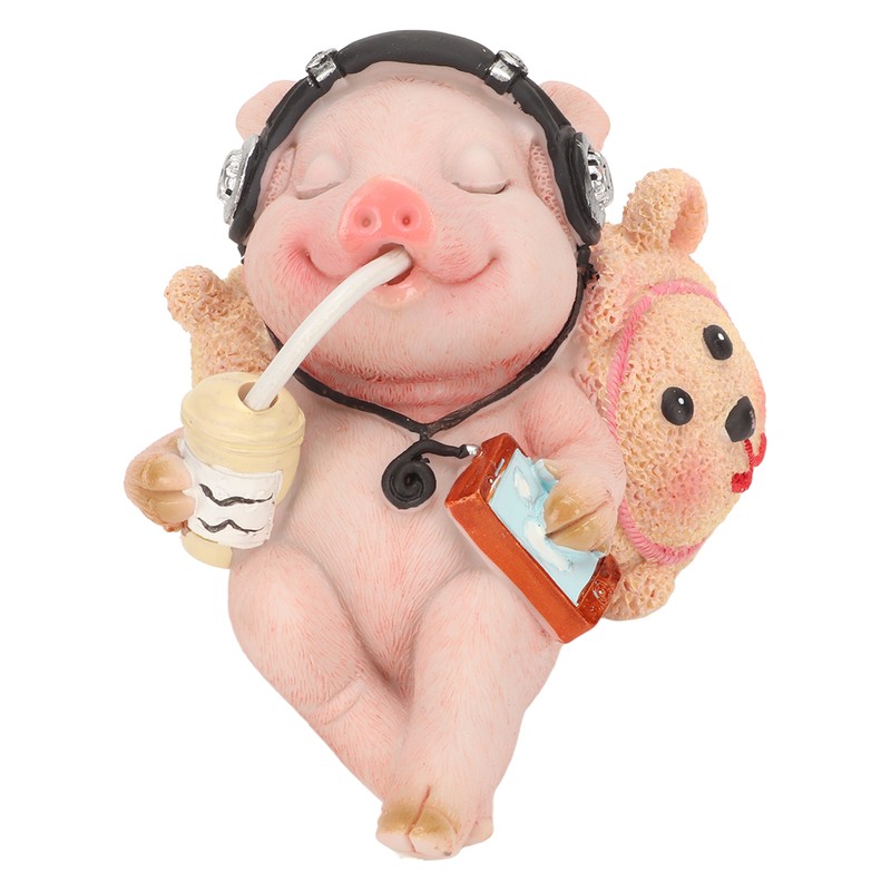Pig Statue Mini Funny Casual Musical Resin Pig Art Figurine