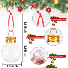Watayo 16 Pieces Christmas Booze Balls-Xmas Fillable Booze Tree Ornaments-Clear Plastic Xmas Ornaments Booze Ball for Xmas Home Holiday Wedding Party Decoration
