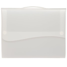 JAM Paper Plastic Portfolio with 2-Button Waved Snap Closure - 12" x 9 1/2" x 2" - Clear - Sold Individually