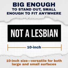Not a Lesbian Sticker - Funny Lesbian Joke Meme - 2 Pack Bumper Stickers - 10 Inch Bumper - Car Truck Locker Toolbox Decor Gift - EPLS0117