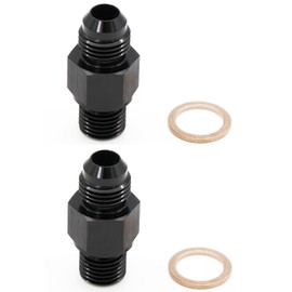 KRD PERFORMANCE 2 PCS Aluminum 6AN Flare to 1/4" NPSM Transmission Cooler Adapter Fittings Black Fits TH350 TH400 4L60E 700R4 200-4R TR6060 AOD 4R100 4R70W C5 Front & Rear