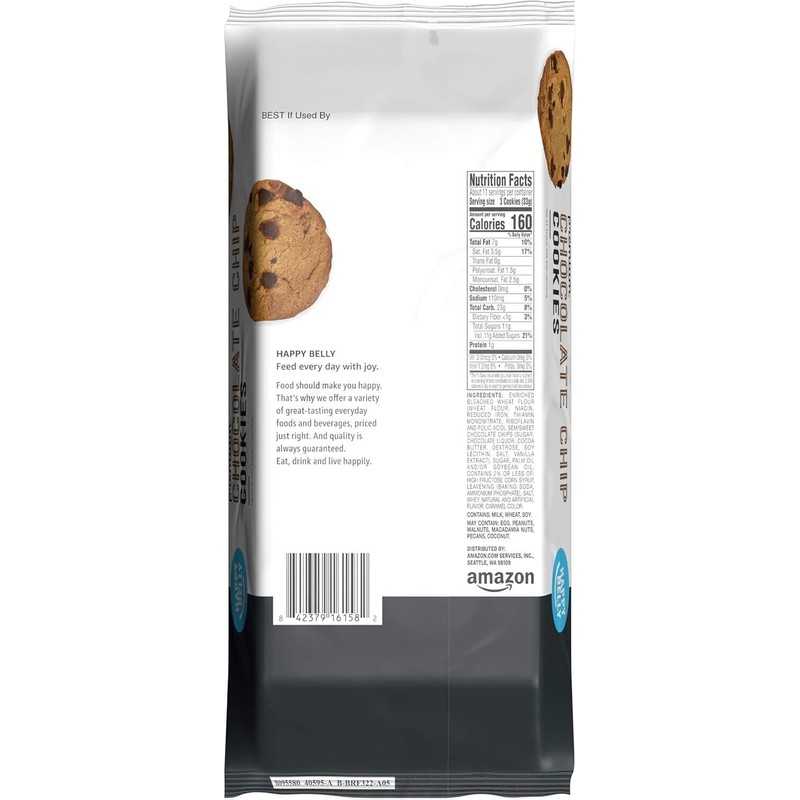 Happy Belly Premium Chocolate Chip Cookies, 13 ounce (Pack of