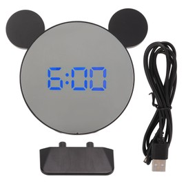 Mirror Alarm Clock 2 Level Brightness Adjustment Ear Design LED Mirror Digital Alarm Clock for Home Desks Bedroom Blue Light