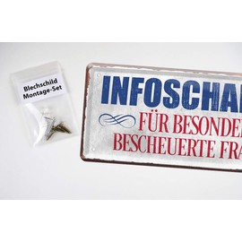 Tin Sign Information Switch Bescheuerte Fragen – Notice Sign Customer Service – Decorative Sign for Room, Apartment, Entrance, Door – Metal Sign Office, Company, Work, Workshop, Job, Branch – 28 x 12