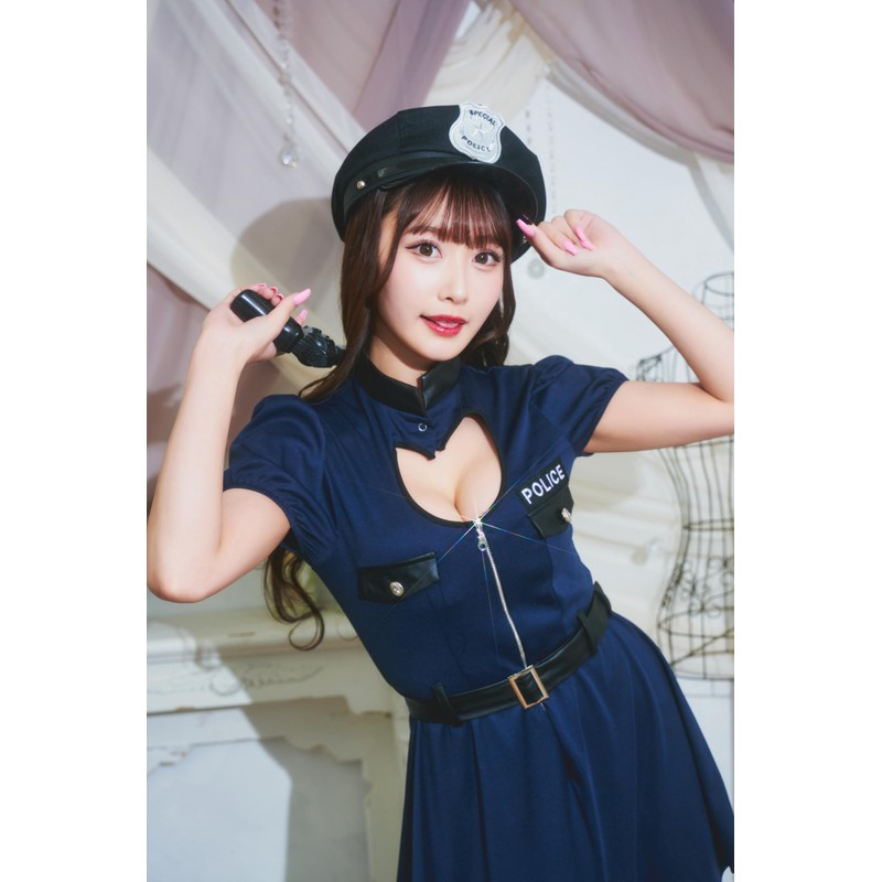 Clear Stone Cosplay Black Police Hat, Unisex, Black