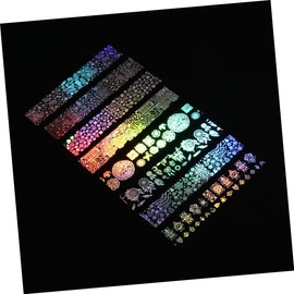 Minkissy 8sets Colorful Nail Art Tip Stickers Holographic Design for DIY Manicure Easy Adhesion Chameleon Effect Unique Decorations for Fingernails and Toenails