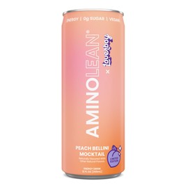 RSP NUTRITION AminoLean x Loverboy Peach Bellini Energy Drink – Sugar Free Anytime Energy with Natural Caffeine & Vegan Amino Acids for No Jitters, Tingles, or Crash, Pack of 12