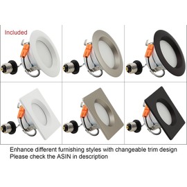 TORCHSTAR 4 Inch Dimmable Recessed LED Downlight, 10W (75W Equiv.), White Trim Attached, Trim Interchangeable, for All Furnishing Styles, 2700K Soft White, ETL-Listed, 3 Years Warranty, Pack of 4