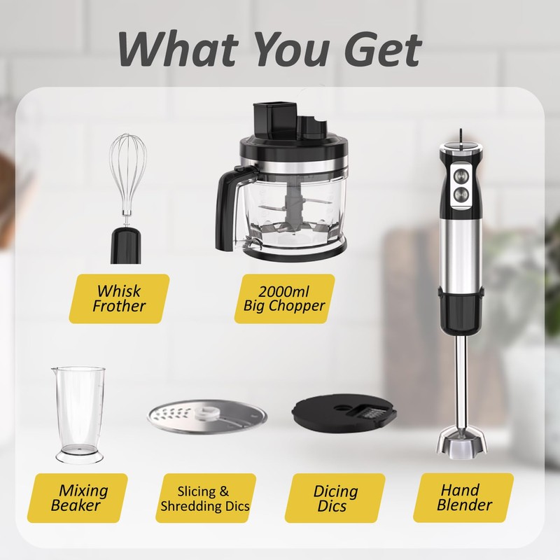Food Processor & Immersion Hand Blender, 2L Vegetable Chopper With