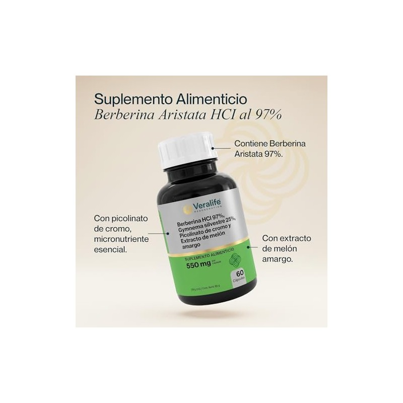 Veralife Berberina Hcl Suplemento Cápsulas 550