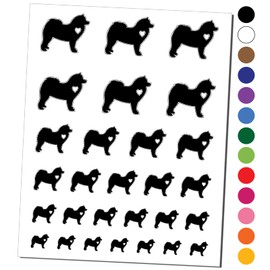 Samoyed Dog with Heart Temporary Tattoo Water Resistant Fake Body Art Set Collection - Red (One Sheet)