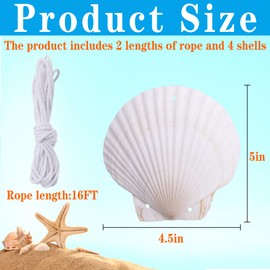 2 Pairs Seashell Bra with Cord- 4.5" x 5" DIY Natural Shell Bikini Top- Hawaiian Mermaid Seashell Chest Tops for Women Bikini Parties Supplies