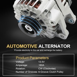 GXARTS 13.5V 180AMP Alternator 37300-3L060 373003L060 Compatible with Hyundai Palisade 2020-2023 Compatible with Kia Telluride 2020-2022 3.8L