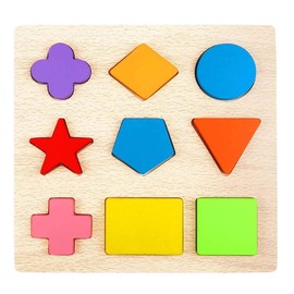 Wooden Shape Puzzles 9 Pieces Kids Wooden Block Matching Game Educational Toys for Toddlers 3 Ages and up