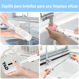 Cepillo de Botella Eléctricos, Juego de cepillos eléctricos para limpiar biberones, con cepillo para biberón, 2 cepillos para chupón, limpiador de popotes, Apto para biberones de Cocina y de Leche