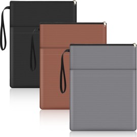 Aliceset 3 Pcs Book Lovers Gifts Book Sleeves with Zipper 11.8 x 9 inch Travel Book Covers Protector Pouch Bag with Pocket Handle Strap for Hardcover Paperback Washable (Black, Dark Brown, Dark Gray)