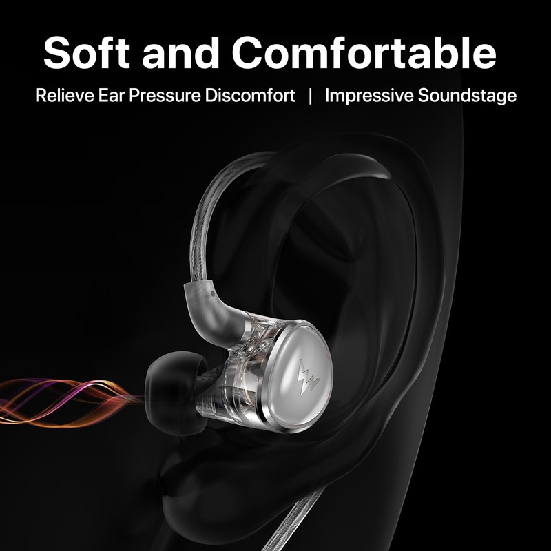 WHIZZER SS20 Wide-Bore Silicone Ear Tips for IEMs, Ultra-Soft Matte