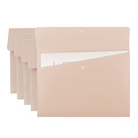 VANRA Poly File Folders Letter Size File Jackets Organizer Plastic Envelope A4 Flat Document Holder with Snap Button Closure (Pastel Pink, Pack of 5)