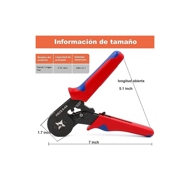 Herramientas de Crimpado de Casquillo (Awg23-7), Crimpadora de Terminales