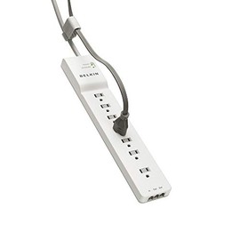 Belkin 7-Outlet Home and Office Power Strip Surge Protector with 6-Foot Power Cord, 2320 Joues (BE107200-06)