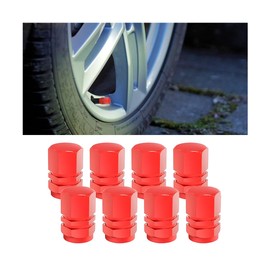 Fekey&JF 8 PCS Car Tire Valve Stem Caps, Waterproof Airtight Car Wheel Tire Valve Stem Caps/Covers Universal for Cars, Bicycles, Motorcycles, Trucks, Car Accessories for Men Women (Red)