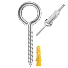 304 Stainless Steel Screw Hooks, Metal Hooks, Heavy Duty Screw Eye Hooks, Wooden Clamp Ring Eye Hooks, Hammock Holders, Eye Bolts (M4Hook 26 Pieces)