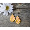 Twisted R Design Lemons on Pink Tear Drop Earrings Wood