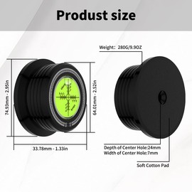Viborg LP628B Record Weight Stabilizer, Turntable Level and Strobe Scale All-in-one, 280G LP Disc Stabilizer Vinyl Clamp for Phonograph (60Hz, Black)