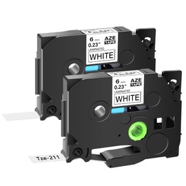 Label Tape Compatible with Brother - 2 Pack P Touch Replacement for Brother TZe-211 TZe211 TZ211 AZE Laminated, Black on White 1/4" 0.23" x 26.2ft, for PT-D210 PTD400 PTH110 PT-1230PC PT Cube Labeler
