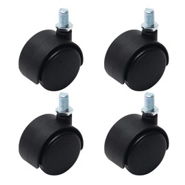 MroMax 1.46 inch Wheel Dia Nylon Swivel Caster Wheels Plastic 360 Degree 8mm x 13mm Threaded Stem Caster Wheel 37mm for Office Chair Commodity Shelf Black Tone Without Brake 4Pcs