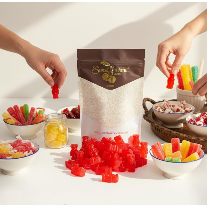SweetGourmet Red JuJu Cinnamon Bears, Bulk Candy Unwrapped, Chewy Soft