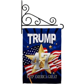 Trump 46 Keep America Great Garden Flag Set Wall Holder Americana Political President Democrat Republican Tea Party United State American Election Gift Yard House 13 X 18.5
