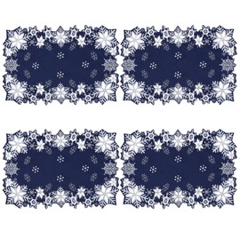 Simhomsen Embroidered Snowflakes Table Runners for Christmas Holiday and Winter (Navy, 14×69 inches)
