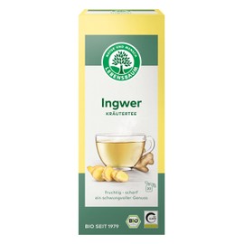 Lebensbaum Ingwer,20 Beutel x 1,5g Kräutertee mit fuchtig-frischer Schärfe, traditioneller Ingwertee, 100% Bio, Kräuterteemischung