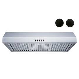 Winflo 30 In. 480 CFM Convertible Stainless Steel Under Cabinet Range Hood with Stainless Steel Baffle Filters and Charcoal Filters and Push Button Control