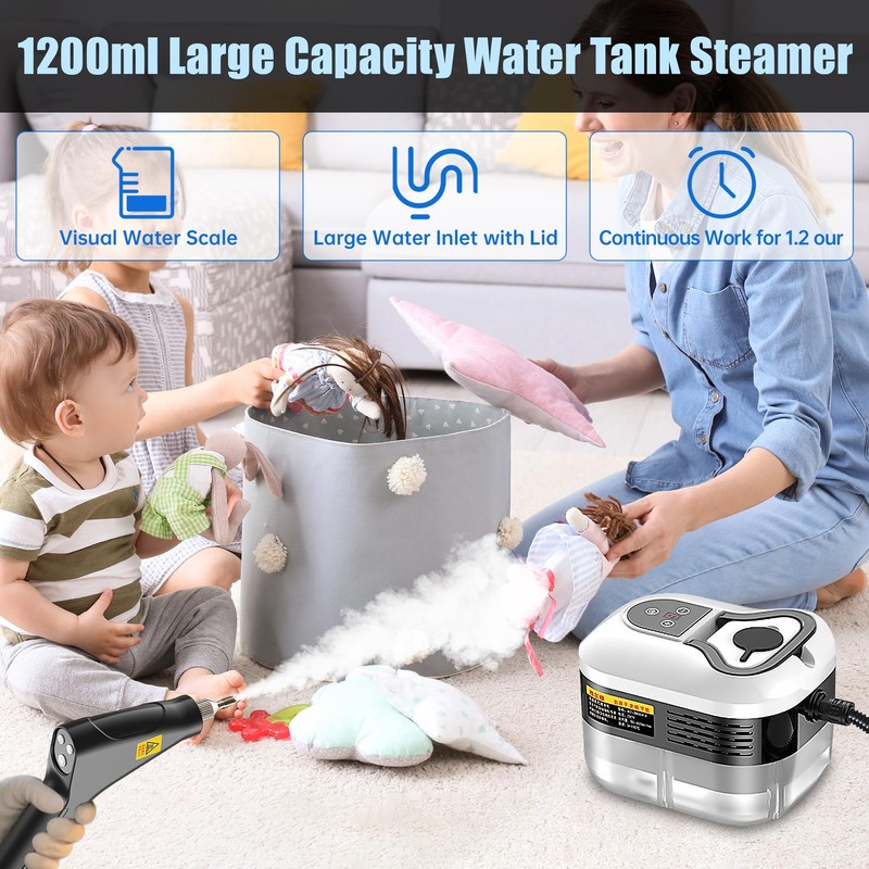 Powerful 2500W Handheld Steam Cleaner,15s Fast Heat-Up & High-Pressure Steam,