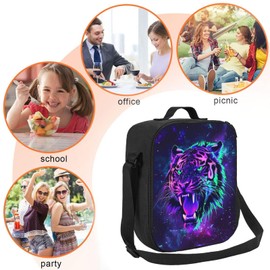 Ximjoju Tiger Lunch Box Insulated Lunch Bag for Women Men Reusable Large Capacity Lunchbox with Shoulder Strap Small Leakproof Cooler Food Bento Tote Bag for Work Travel Picnic