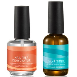 COSMOO 15ML Natural Nail Prep Dehydrate and Acid-Free Primer, Nail Dehydrator & Bond Primer Kit, Dehydrator for Acrylic and Gel Nail Polish, Non Acid Primer for UV Gels