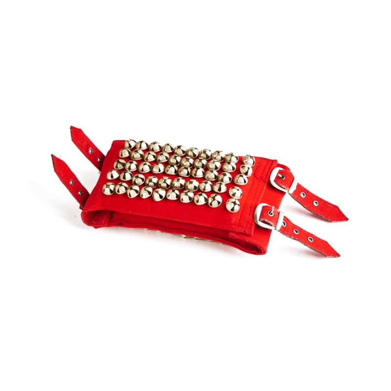 Esplanade Ghungroo Pad for Kathak, Brass 5-Line Ankle Bells, Velvet