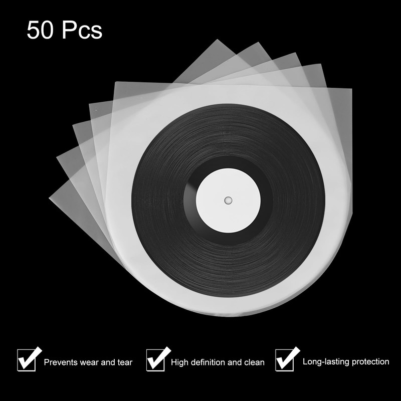sourcing map 50 Pcs Vinyl Outer Sleeves, Clear Vinyl Record