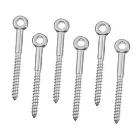 Hohopeti 6pcs Heavy Duty Eye Bolt Screws Set Self-Tapping Wood Screws Hook for Indoor Outdoor Use