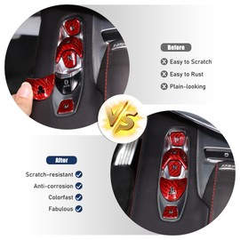 TOYCIDFG Gear Shift Panel Button Cover Compatible with Corvette C8 2020-2025, Real Hard Carbon Fiber Car Center Console Panels Cover Trim Car Button Frame Interior Accessories (Red)