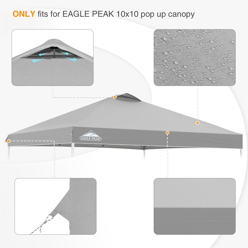 EAGLE PEAK Replacement Canopy Cover with Air Vent for 10x10