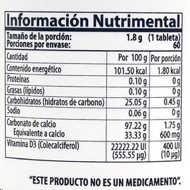 Natural Health. Calnat D3: Calcio 600 mg+Vitamina D3 400 UI 60 tabs