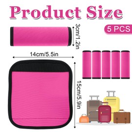 Guduling 5 Pcs Luggage Handle Wraps,Suitcase Handle Wraps,Luggage Handles Covers for Suitcase Beach Bag Backpacks,Travel Accessories for Luggages Suitcases,Bright Suitcases Identifiers(Rose Red)